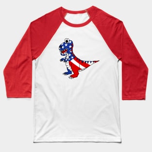 4th July Dinosaur American Flag T-Rex Funny Baseball T-Shirt